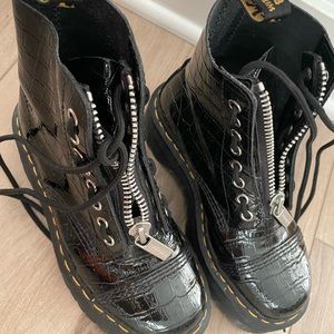 Dr. Marten’s Black Croc Sinclair Zip Boots Women's